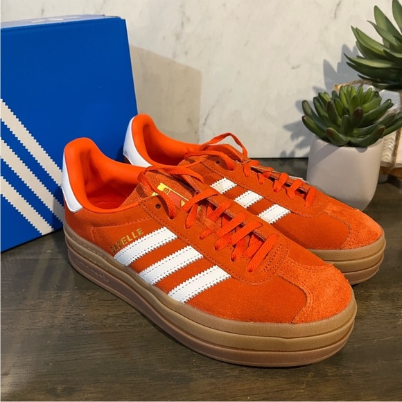 adidas Gazelle Bold Collegiate Orange Gum Sole - Picture 8 of 10